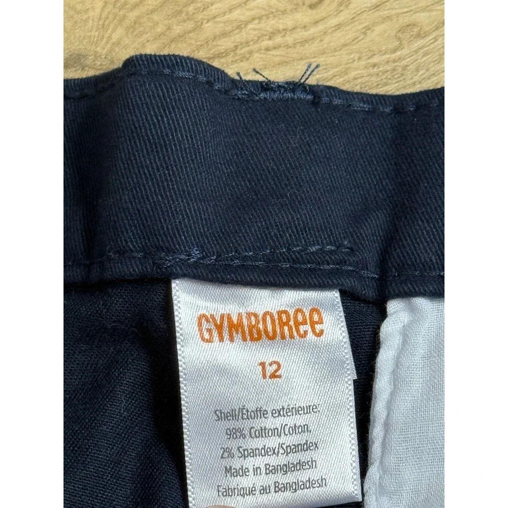 NWT Kid Girls Gymboree nanotex uniform navy blue bow belted chino shorts size 12